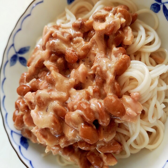 ツナ納豆そうめん